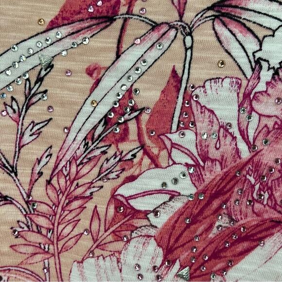 Thomas & Olivia modal blend floral embellished tiered ruffle short sleeve blouse - Picture 5 of 8